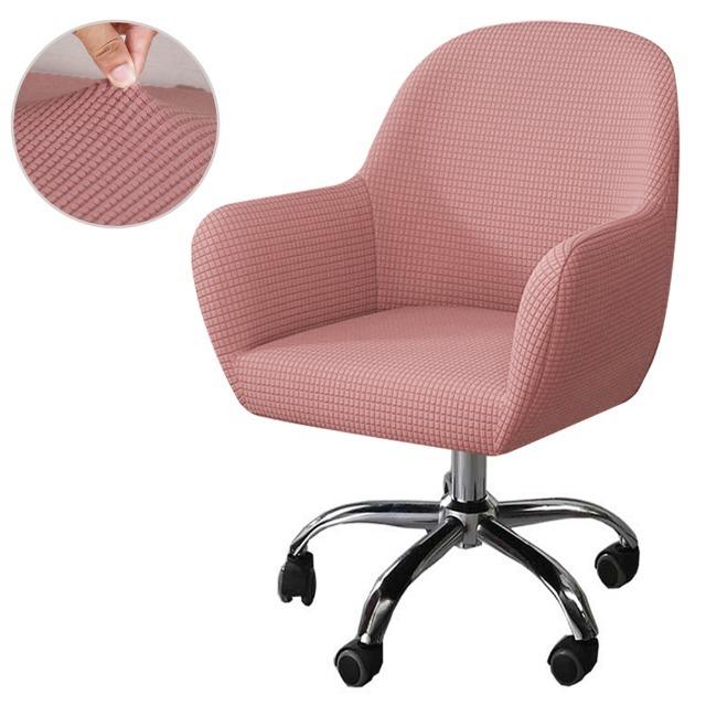 Polar Fleece Armchair Covers Jacquard Spandex Make Up Curved Chair Cover Elastic Solid Chair Slipcover for Office Hotel Home