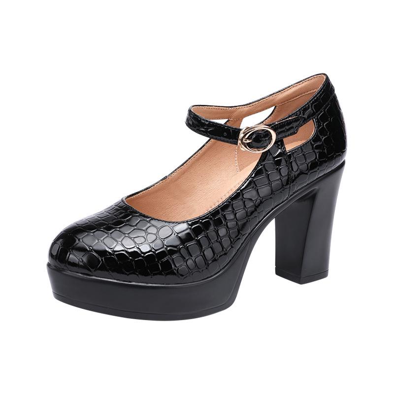 9/12 см Маленький размер 32-43 Туфли-лодочки из лакированной кожи Женские туфли Мэри Джейн 2024 Весна Туфли на блочном каблуке Туфли на платформе Офисные женские