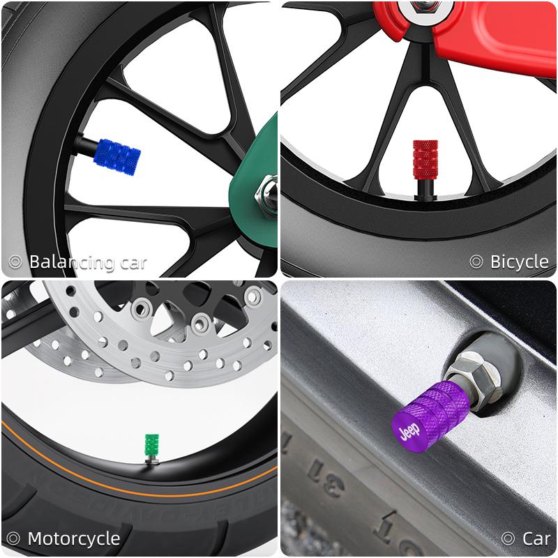 4Pcs Car Wheel Tire Valve Stem Cover Dustproof Cap Accessories For Jeep Grand Cherokee Wrangler JK Gladiator Compass Renegade MWGHF1