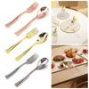 48PCS Disposable Mini Spoon Fork Plastics Gold Silver Ice Cream Scoop Tasting Spoons Party Tableware Dessert Fork Spoons