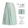 Womens Solid Pleated Elegant Midi Elastic Waist  Skirt