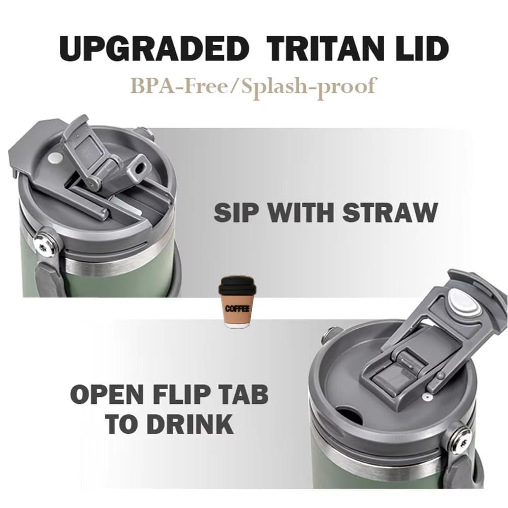Tyeso 1200ML Vacuum Flasks Stainless Steel Coffee Cup Cold Hot Double-layer Insulated Big Capacity Cold Water Cup with Coffee Sticker
