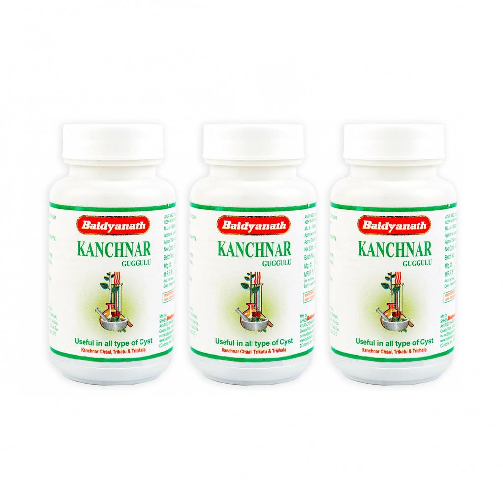 Набор Канчнар Гуггул (3 х 80 таб), Kanchnar Guggulu Set, Baidyanath
