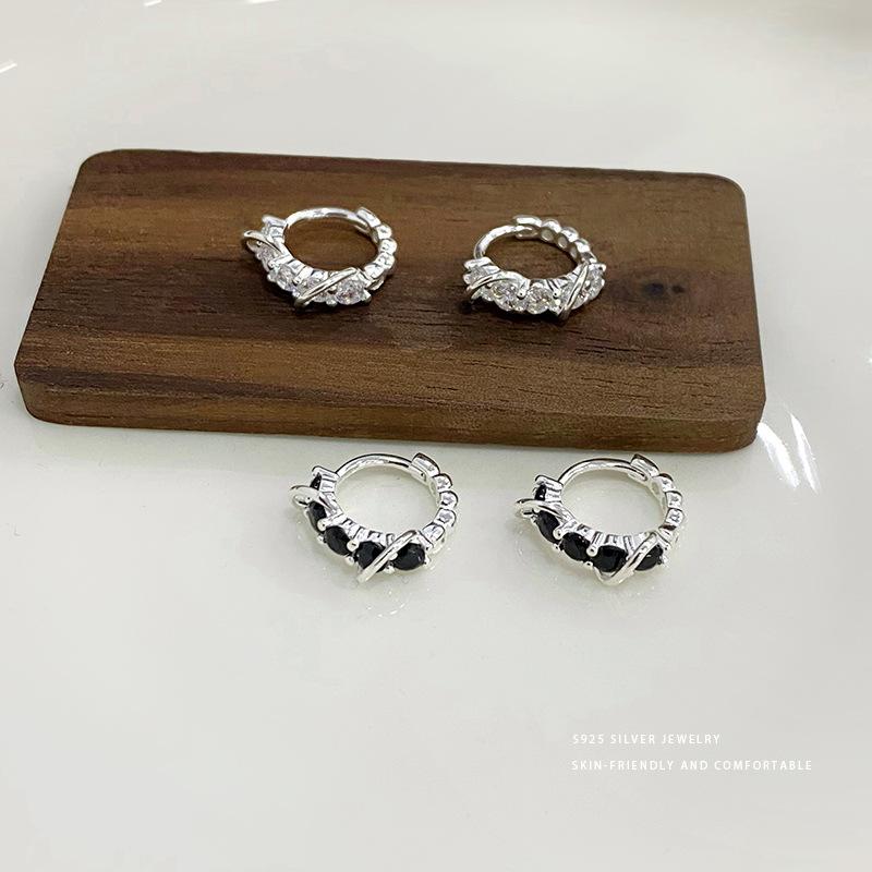 Fashionable Wrapped Zircon Earrings for Women Simple Niche Daily Earrings Temperament Earrings High-end