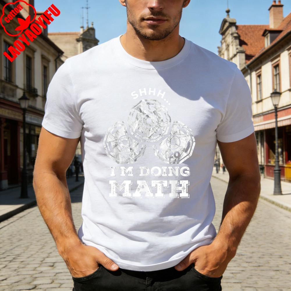 Math Gym Humor Shhh Im Doing Math Weightlifting Design Men TShirt Cotton Casual Streetwear Gift for Fitness Enthusiasts