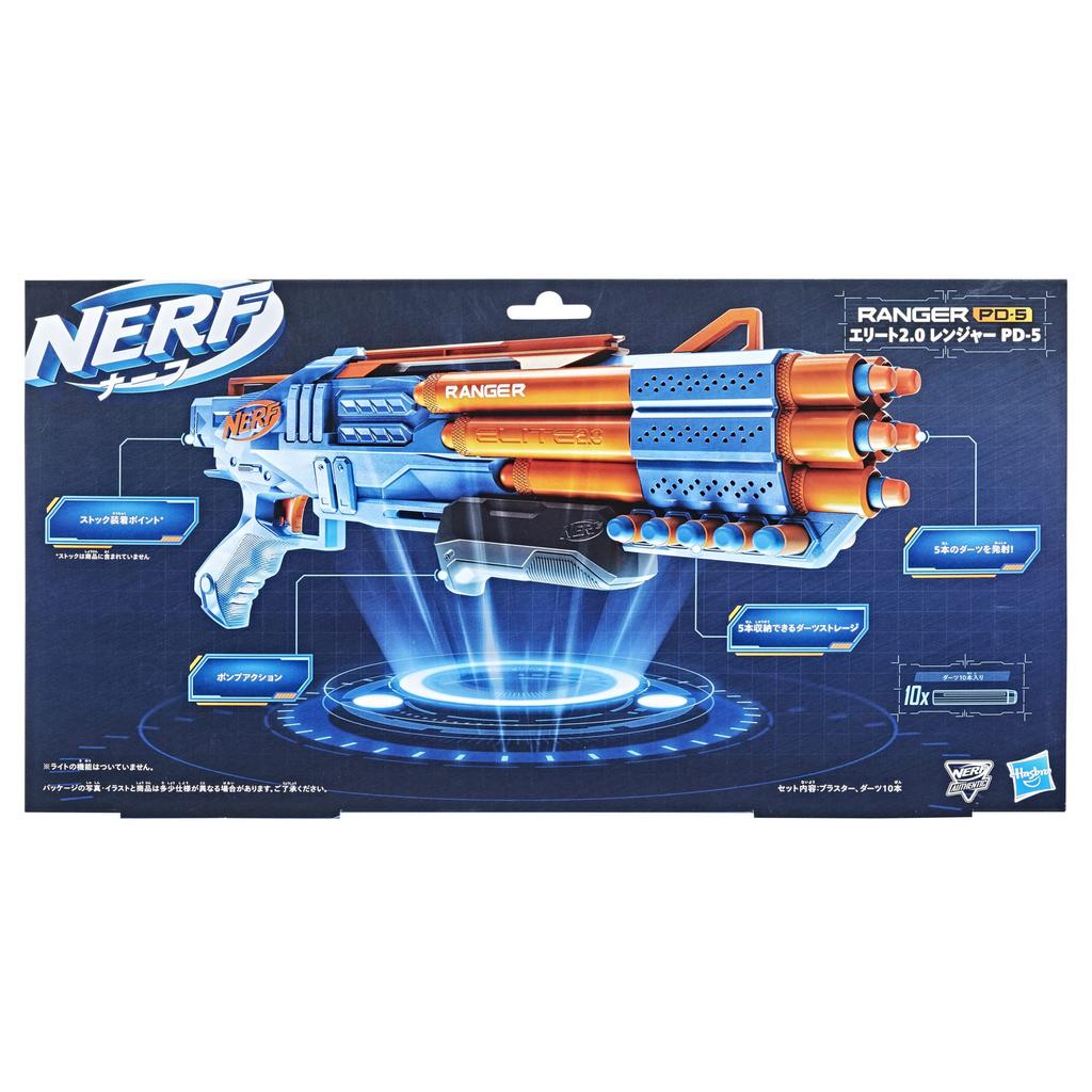Ручной бластер Hasbro Nerf Elite Ranger стреляет из ствола, вмещающего 5 патронов, в комплекте 10 официальных настраиваемых губчатых дротиковых насосов Nerf Elite F4186