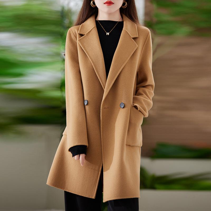 Женское пальто из 100% шерсти TIDENOVEL Осеннее шерстяное длинное пальто Ручной работы Пальто-бушлат Зимняя теплая шерстяная длинная куртка Пальто