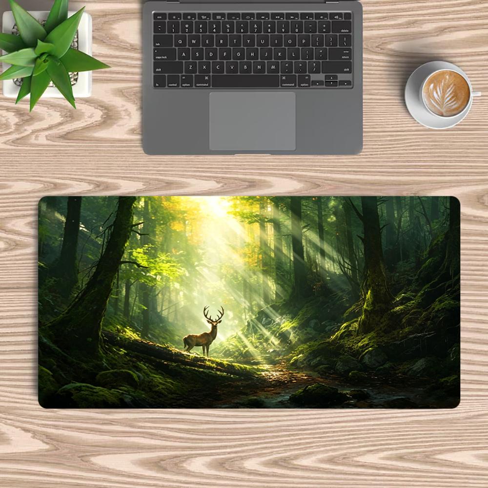 Forest Sunshine Bucks Mousepad Speed Office Desk Accessories Gaming Mats Carpet Mouse Mat Desk Pad Computer Desk Decorating Rug