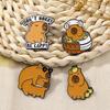 4PCS Cartoon Capybara Enamel Badges Cute Alloy Metal Pins Lapel Brooches For Backpack Clothing Hat Decorate Jewelry Accessories