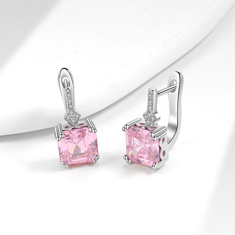 Simple Fresh Square Zircon Full Paved Huggie Earrings Sweet And Fashionable Hoop Earrings For Women Jewelry Gift