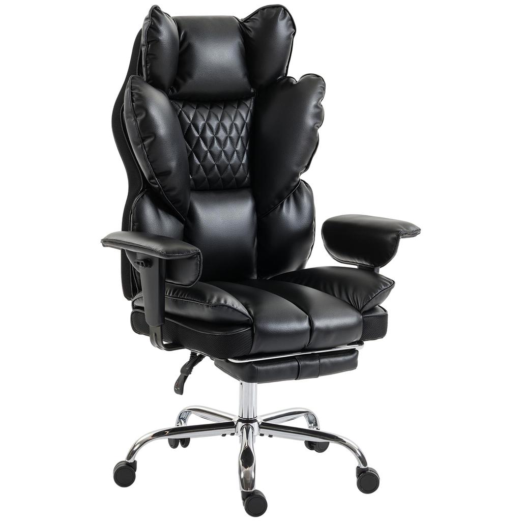 Chef Chair Made Of Artificial Leather Up To 180 Kg Large Office Chair With Pocket Spring Core And Reclining Function Black
