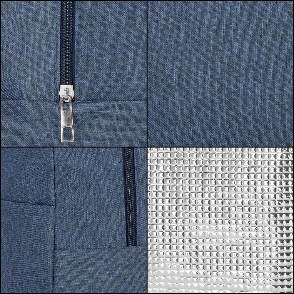 Insulated Lunch Bag Thermal Cooler Box 21x10x23cm Blue Picnic Food Container Keep Fresh