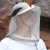 Mosquito Head Net Hat with Fan for Men Women Wide Brim Sun Hat with Mesh Net Summer Cooling Bucket Hat for Outdoor Fishing Hiking