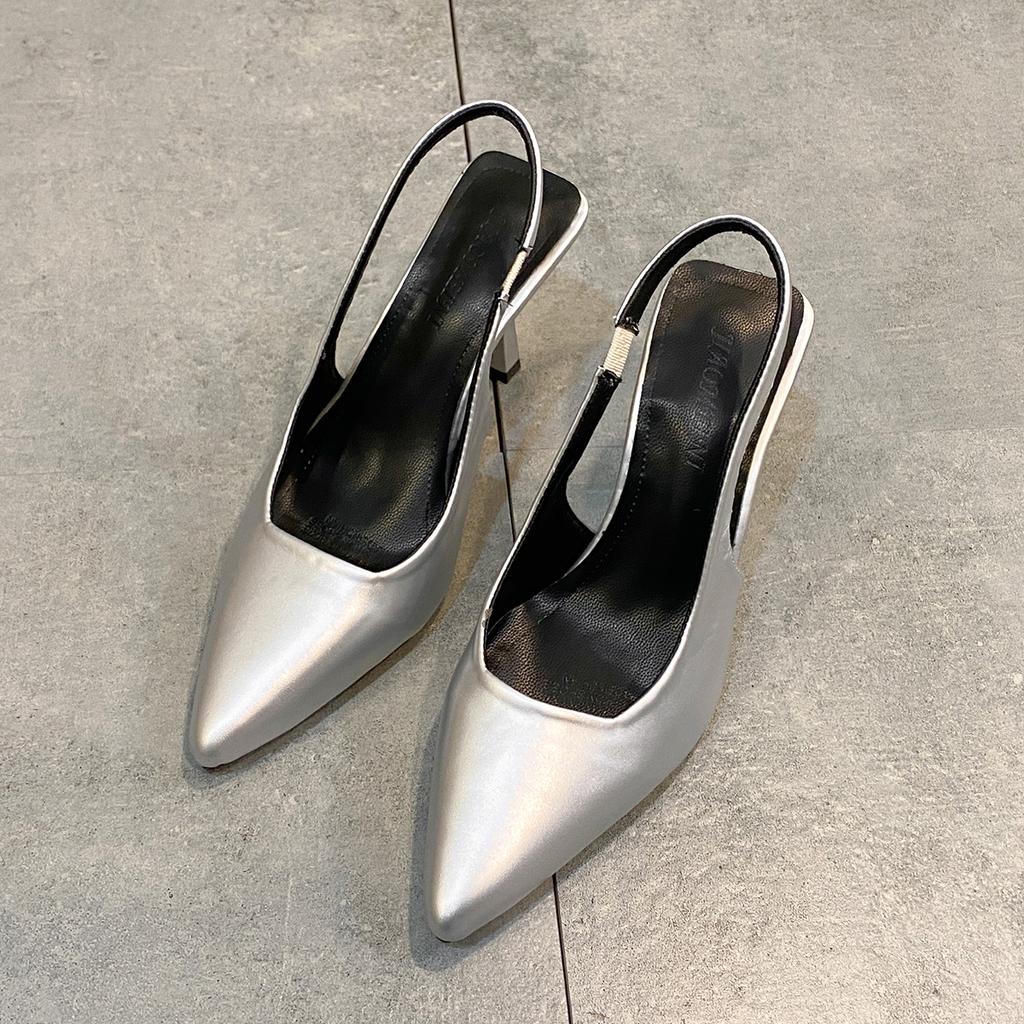 2024 Летние Женские Босоножки на Высоком Каблуке с Острым Носком Сексуальная Женская Обувь Леопардовый Принт Вечеринка Свадьба Слингбэки Женские Туфли-Лодочки