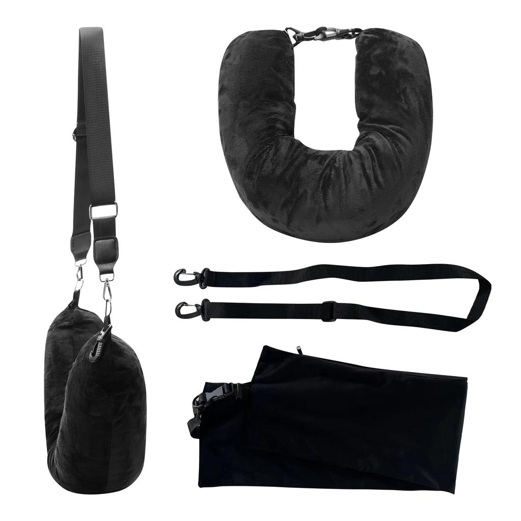 Набивная дорожная подушка для дополнительного багажа. Бархатная дорожная подушка для шеи. Сумка для хранения с регулируемой посадкой. Подушка U-образной формы для путешествий на срок до 3 дней.