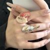 Дизайн для меньшинств Преувеличенное кольцо Кавайное массивное эмалевое кольцо Личность Попугай Капля масла Кольцо Друг