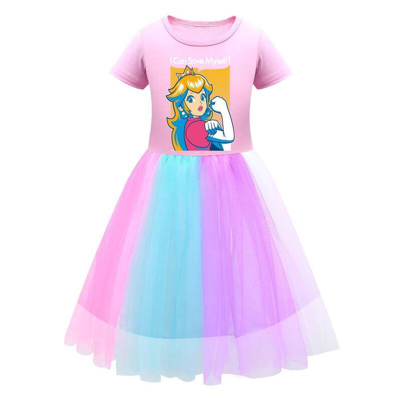 Платье для девочек Super Mario Princess Peach Rainbow Lace фиолетового, красного и розового цвета