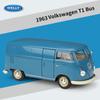 Масштаб 1/24 Welly 1963 Volkswagen T1 Bus, модель автомобиля из сплава, литье под давлением, металлические игрушечные автомобили, модель автомобиля, коллекция высокой имитации, детские подарки