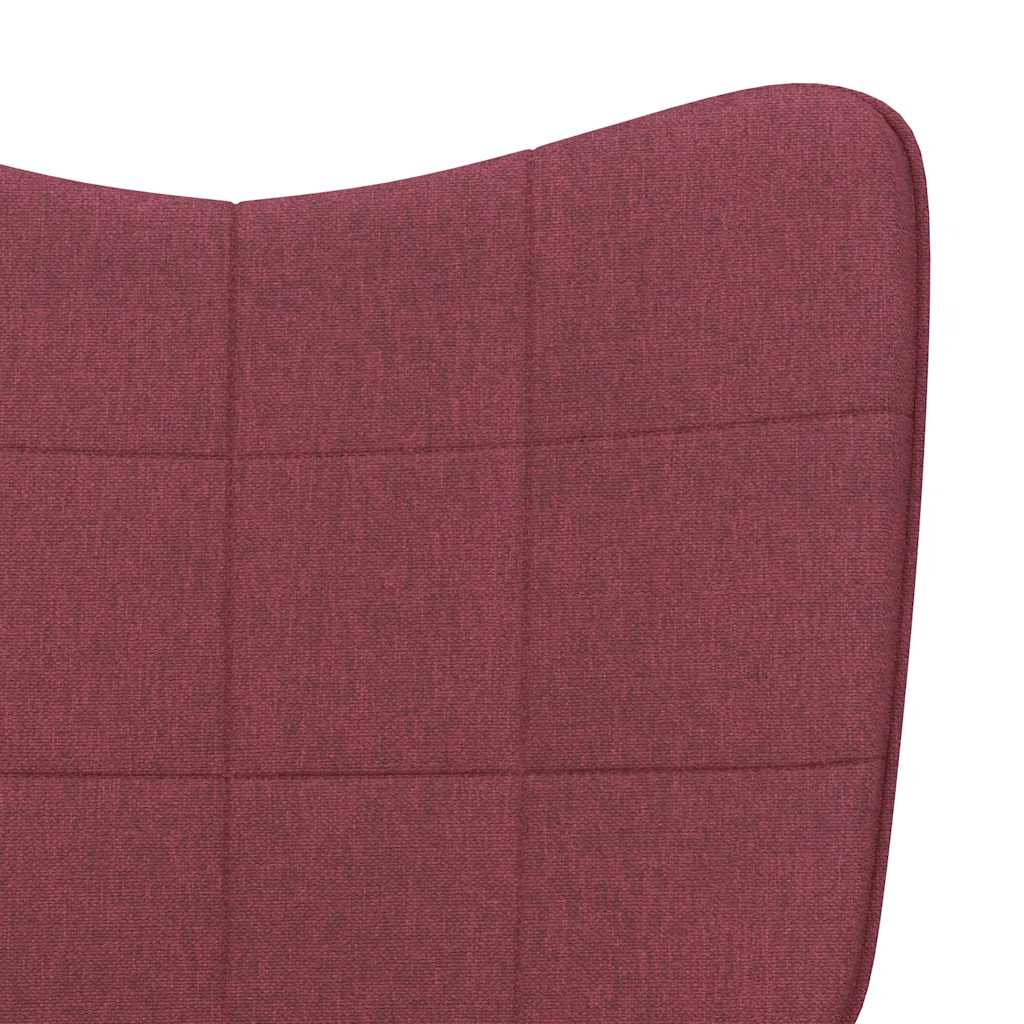 Rocking Chair with Footstool Fabric Burgundy