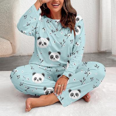 Весна осень большие размеры 5XL Женский пижамный комплект с мультяшным принтом из двух частей Одежда для сна Домашняя одежда топ с длинным рукавом и брюки Пижама для женщин Pijama Домашняя одежда