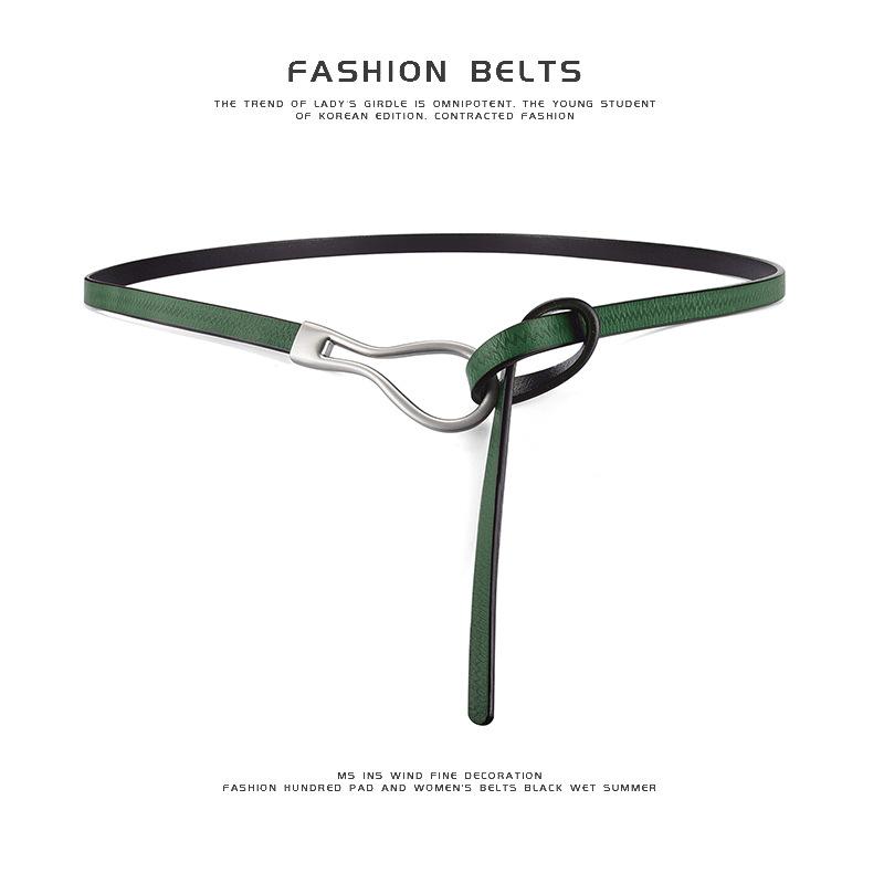 Mei Mary European and american fashion belt, women's korean style genuine leather knotted belt, cowhide leather belt, holeless belt