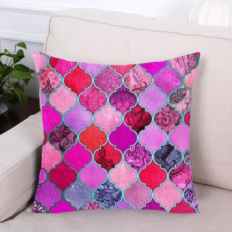 Nordic Style Checkered Pattern Digital Printing Short Plush Pillow Covers For Car Sofa Office Cushion Cover Home Goods 60X60Cm