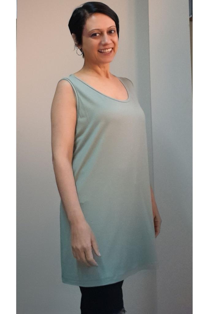 Women's Style Big Size T-Shirt Water Green Thick Strap Combed Cotton Viscose T-Shirt