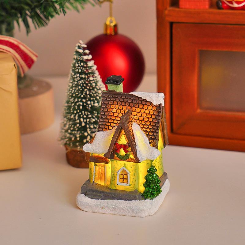 Snow Luminous Christmas Resin House Ornament