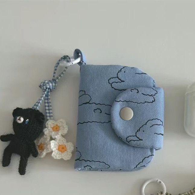 Милый холщовый держатель для карт и кошелек для монет с цветочным принтом «Ромашки» и многослойным дизайном