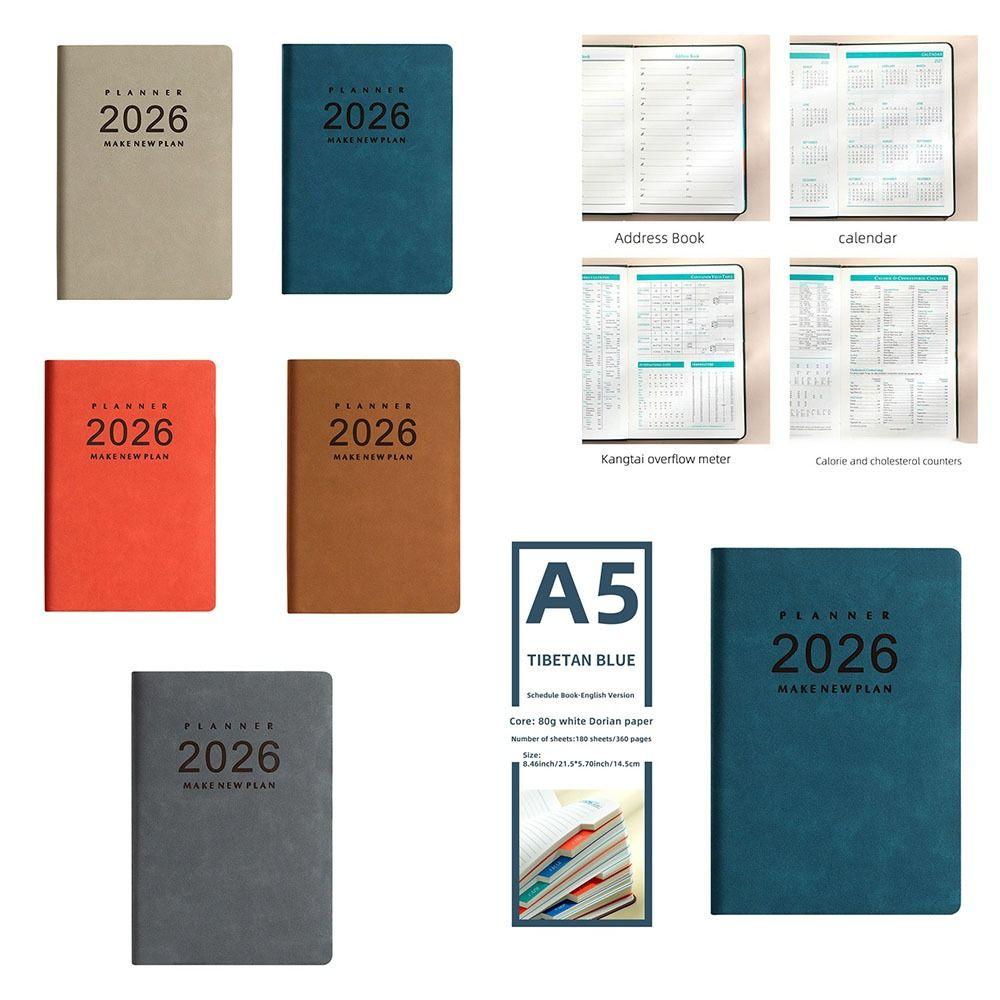Thick Paper A5 Daily Planner Notebook Wear-resistant Year Planner Notepad Stationery