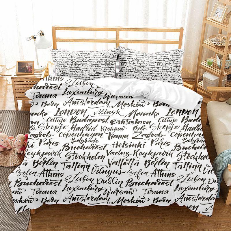 Мягкое Романтичное Английское Постельное Белье Пододеяльник Вдохновляющие Слова Комплект Постельного Белья Квин Для Взрослых Детей Декор Газетное Письмо Покрывало