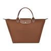Le Pliage Club Однотонная Сумка-тоут без бретелек с клапаном, короткой ручкой, на молнии, из кожи, маленькая женская сумка-тоут, Коньяк 1623089504
