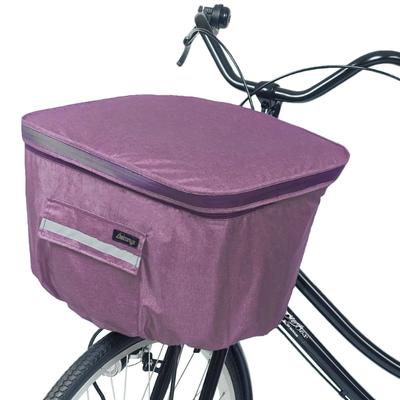 Bicycle Basket Front Basket Increased Cover, Cover, Waterproof, Water-Resistant Zipper, Capacity, Two-Tier Design, MY-165 (Printed Purple)