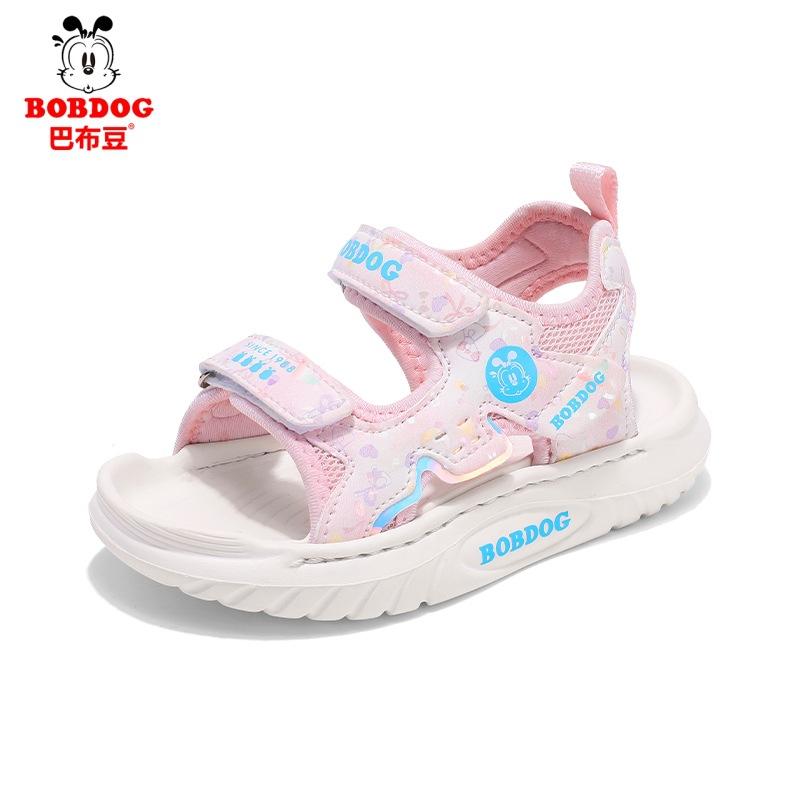 Babudou children's sandals, new summer style for girls, with Velcro straps, non-slip soles, soft bottoms, and open-toe design, perfect for the beach