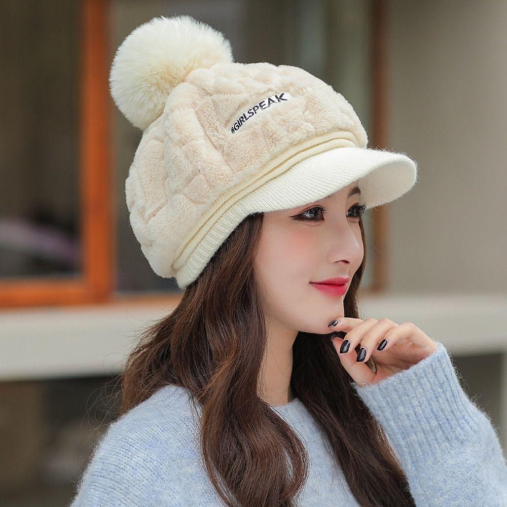 Soft Duck Tongue Cap Fluffy Plush Winter Hat Fashion Visors Hat  Women Girl
