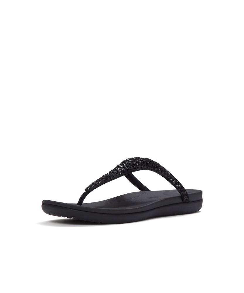 Женские сандалии Fitflop Soleil с перемычкой между пальцами и смешанными кристаллами - Черные (Ft64K2T375)
