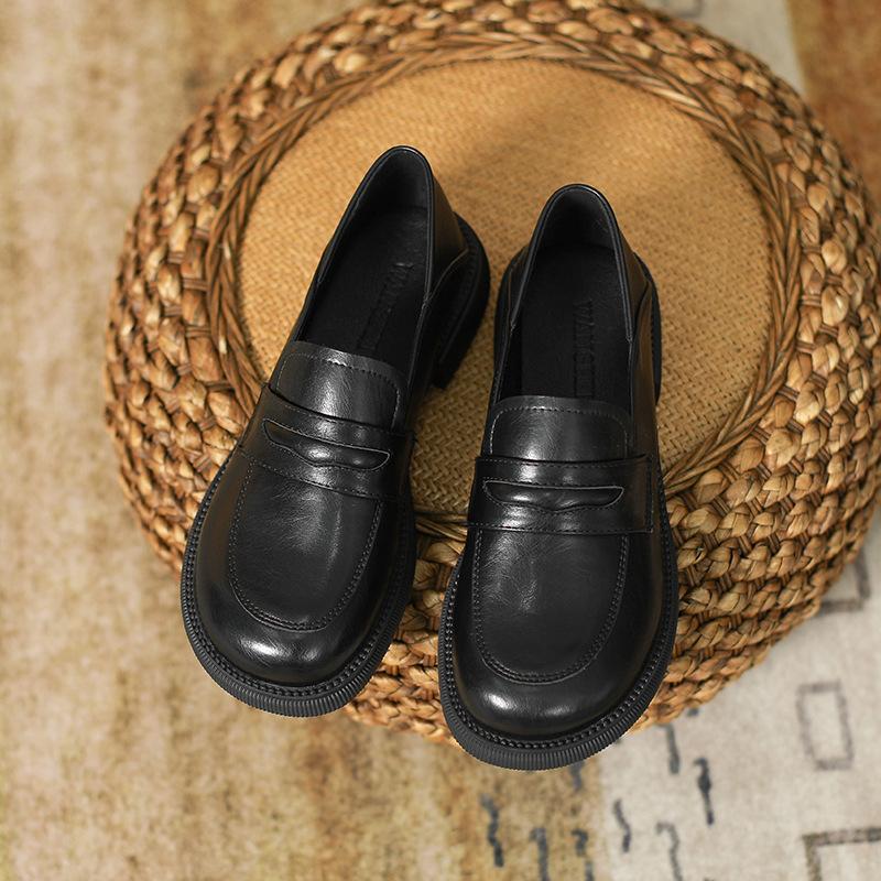 Французские туфли на платформе женские кожаные туфли с одной педалью из лакированной кожи с эффектом ленивой посадки ретро мягкие кожаные туфли из кожи