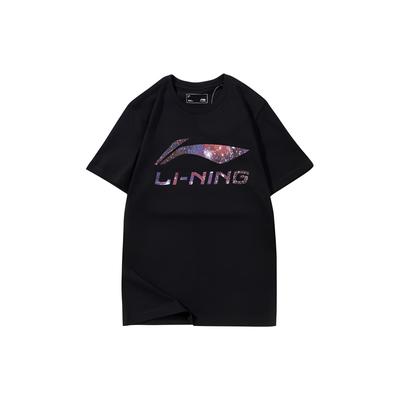 Li-Ning Футболка унисекс с круглым вырезом и логотипом Starry Sky Letter, черная, AHSS971-1