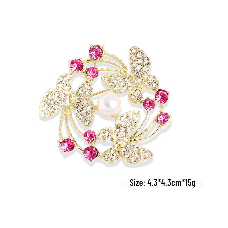 Брошь с жемчугом и перьями, с высокой ручкой, с мультяшным корсажем из страз для самостоятельного изготовления.