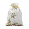 New Flannel Gold Stamping Drawstring Bag Five-pointed Star Moon Christmas Gift Bag Candy Drawstring Bag Colored Stars (Green)