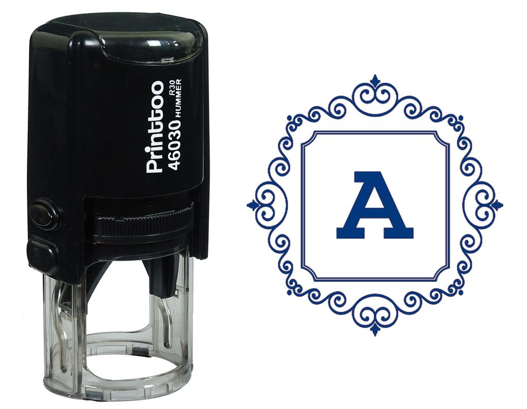 Printtoo Square Swirl Border Alphabet A Monogram Initial Self Inking Rubber Stamp Office