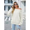 Autumn and Winter Women's Sweater One Shoulder Solid Color Knitwear Loose Large Size Sweater
