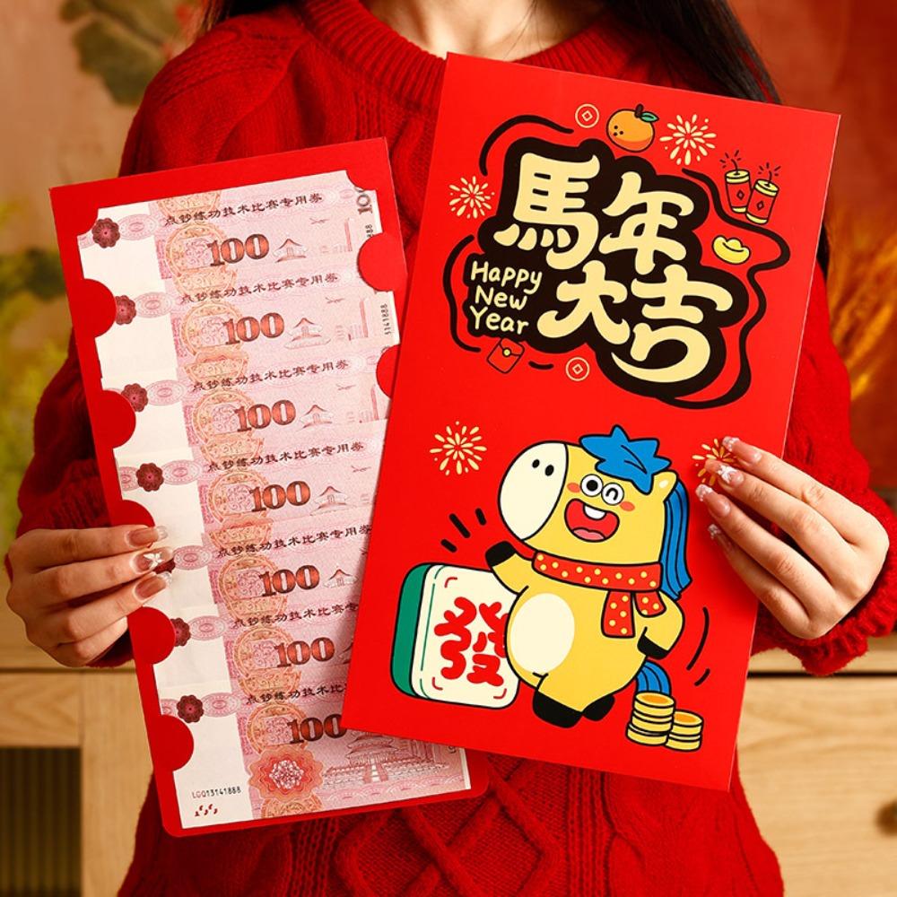 Cartoon 2026 Horse Year Red Envelope Chinese Style Traditional New Year Money Envelope Blessing Paper Bless Fortune Pocket