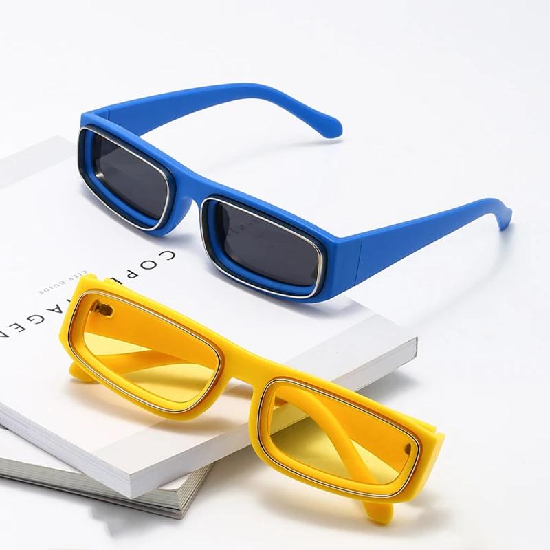 Модные Люксовые Мужские Солнцезащитные Очки Маленькие Прямоугольные Дизайнерские Квадратные Ретро UV400 Очки Модные Очки Для Мужчин