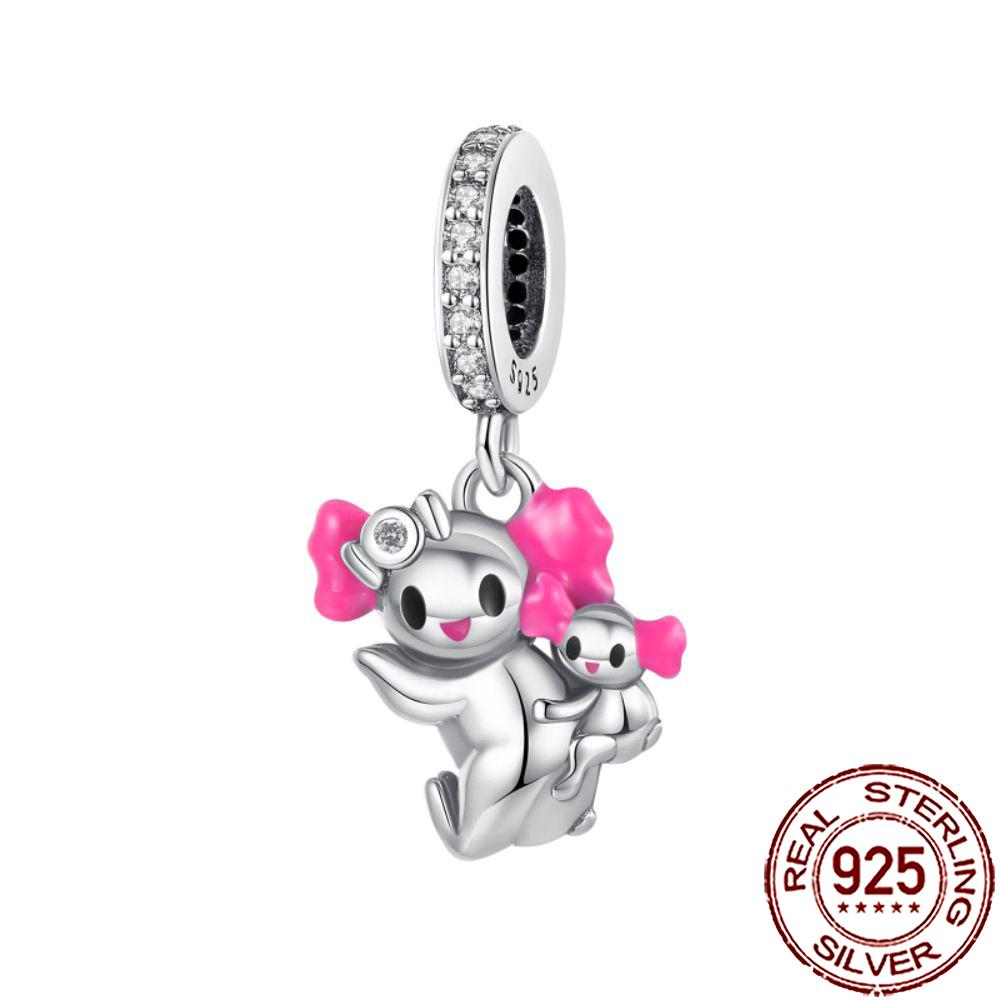New Charms 925 Silver Cat Dog Flamingo Chameleon Axolotl Animal Beads Fit Bracelet Necklace Women DIY Jewelry