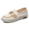Spring Fall Genuine Leather Loafers For Women Real Cow Leather Shoes Soft Sole Casual Shoes Breathable Daily Slip On Flats
