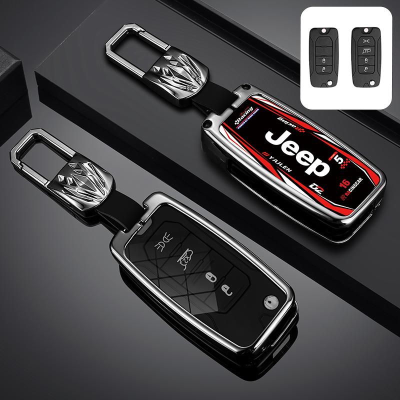 Zinc Alloy Track Style Car Key Case For Jeep Grand Cherokee WK2 KL Wrangler JK Renegade Commander Compass 2018 2022 Accessories