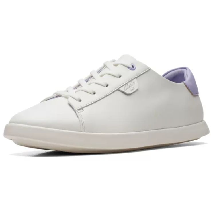 Clarks Кожаные Легкие Удобные Модные Кроссовки Женские кроссовки Белые Фиолетовые 261722054