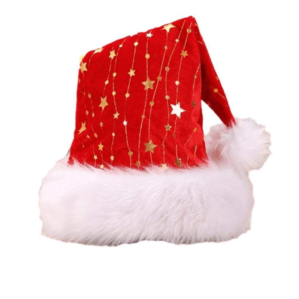 Red Golden Star Christmas Hat Velvet Xmas Party Hat Creative Christmas Decorative Hat  Xmas Party
