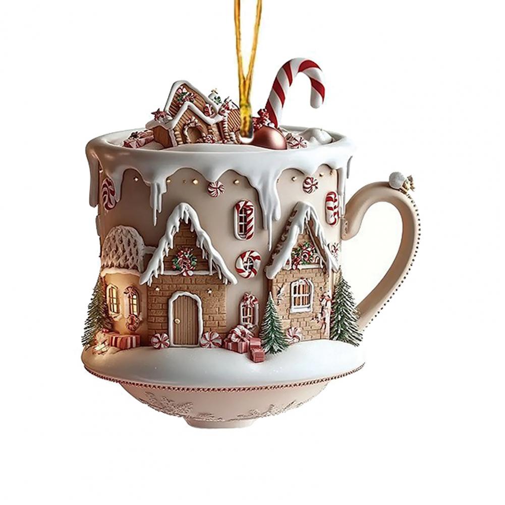 Украшения для рождественской елки Рождественские украшения для родителей Пряничный домик Украшение для рождественской елки Акриловый снег для рюкзака